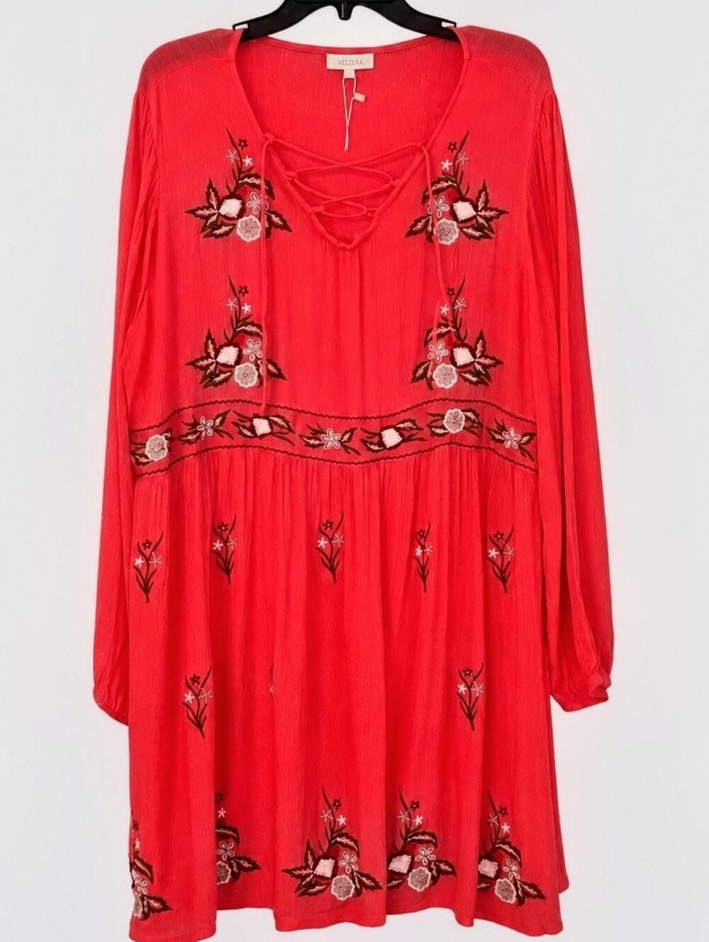 Velzera Coral Embroidered Boho Tunic
